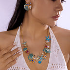 Gold and blue shell necklace