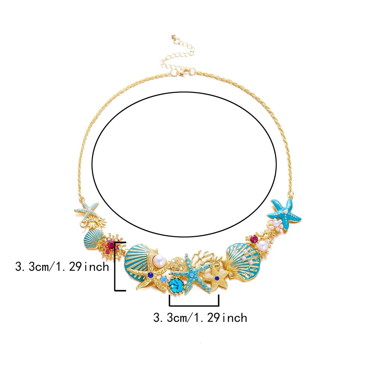 Gold and blue shell necklace