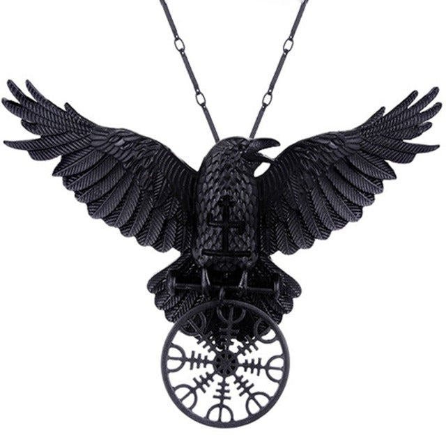 Odin's Raven Necklace Celtic Viking Pendant for Men and Women Nordic
