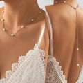 Back necklace with white pearls - back chain for women