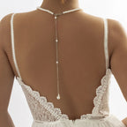 Back necklace with pearls - women's back chain