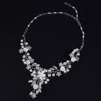 Wedding Necklace Floral Silver