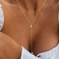 Gold-tone Y necklace - décolletage chain for women