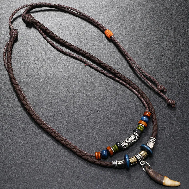 Double Necklace with Shark Tooth Pendant
