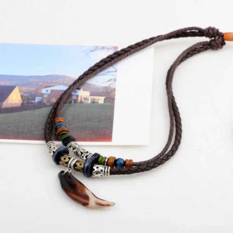 Double Necklace with Shark Tooth Pendant