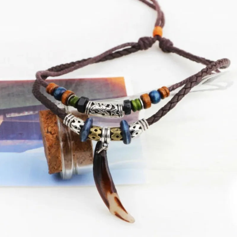 Double Necklace with Shark Tooth Pendant
