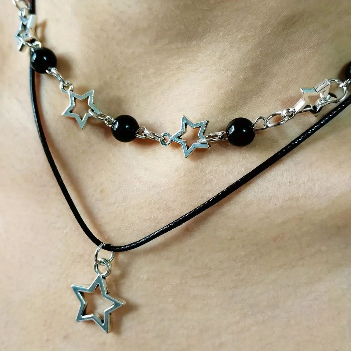 Double-Strand Necklace with Star Pendant