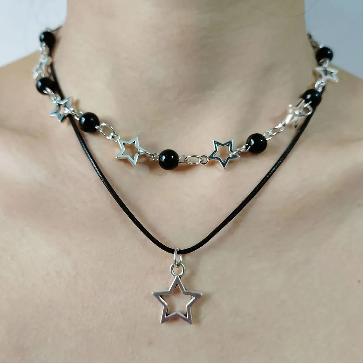 Double-Strand Necklace with Star Pendant
