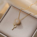 Elegant Necklace with Long Sunflower Flower Pendant