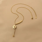 Elegant Long Flower Pendant Necklace