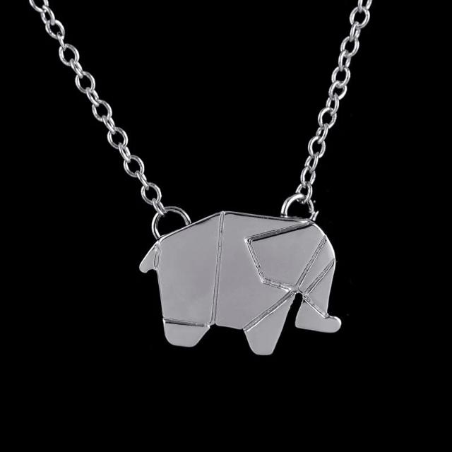 Origami Elephant Necklace silver
