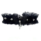 Lace necklace with black angel wing pendant