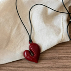 Cord Necklace with Red Heart Pendant