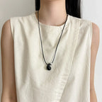 Black Water Drop Pendant Cord Necklace