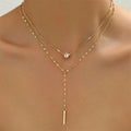 Y-necklace - gold-tone décolletage chain for women
