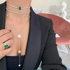 Y necklace - star neckline chain for women in silver