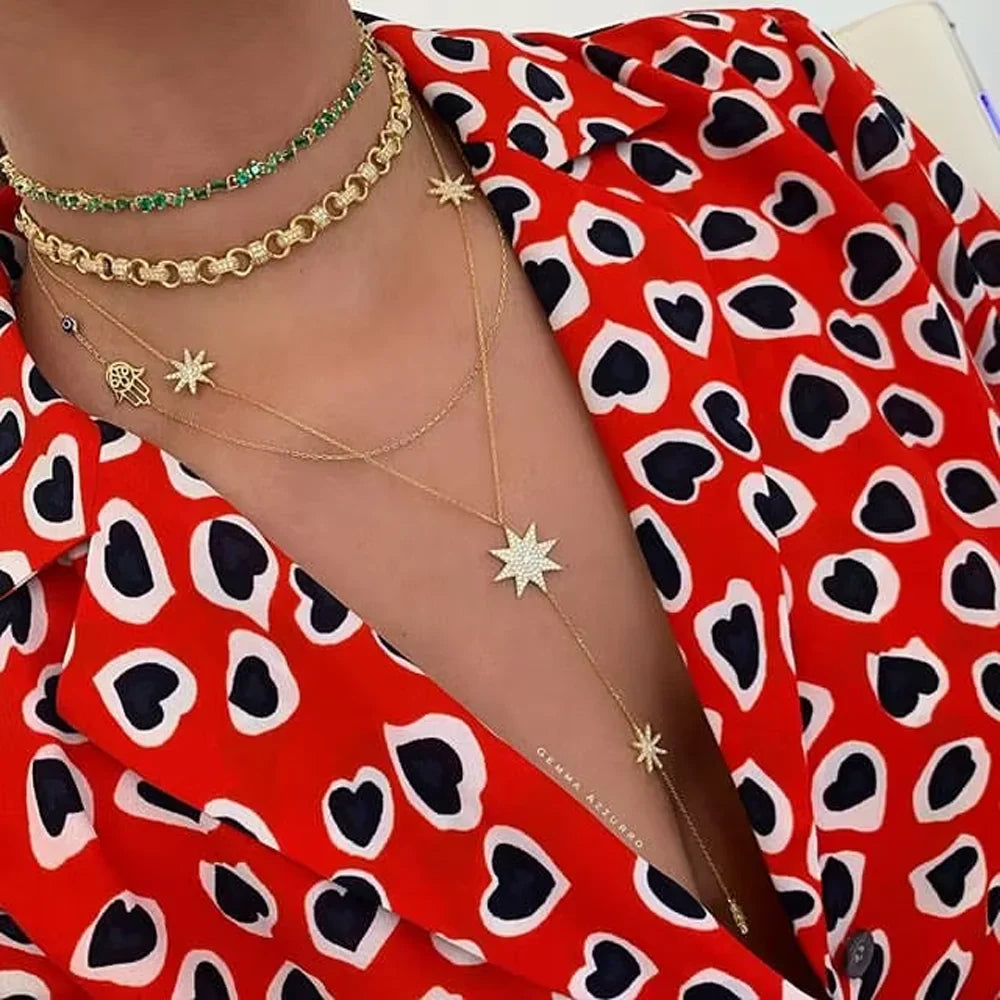 Y necklace - star neckline chain for women in gold