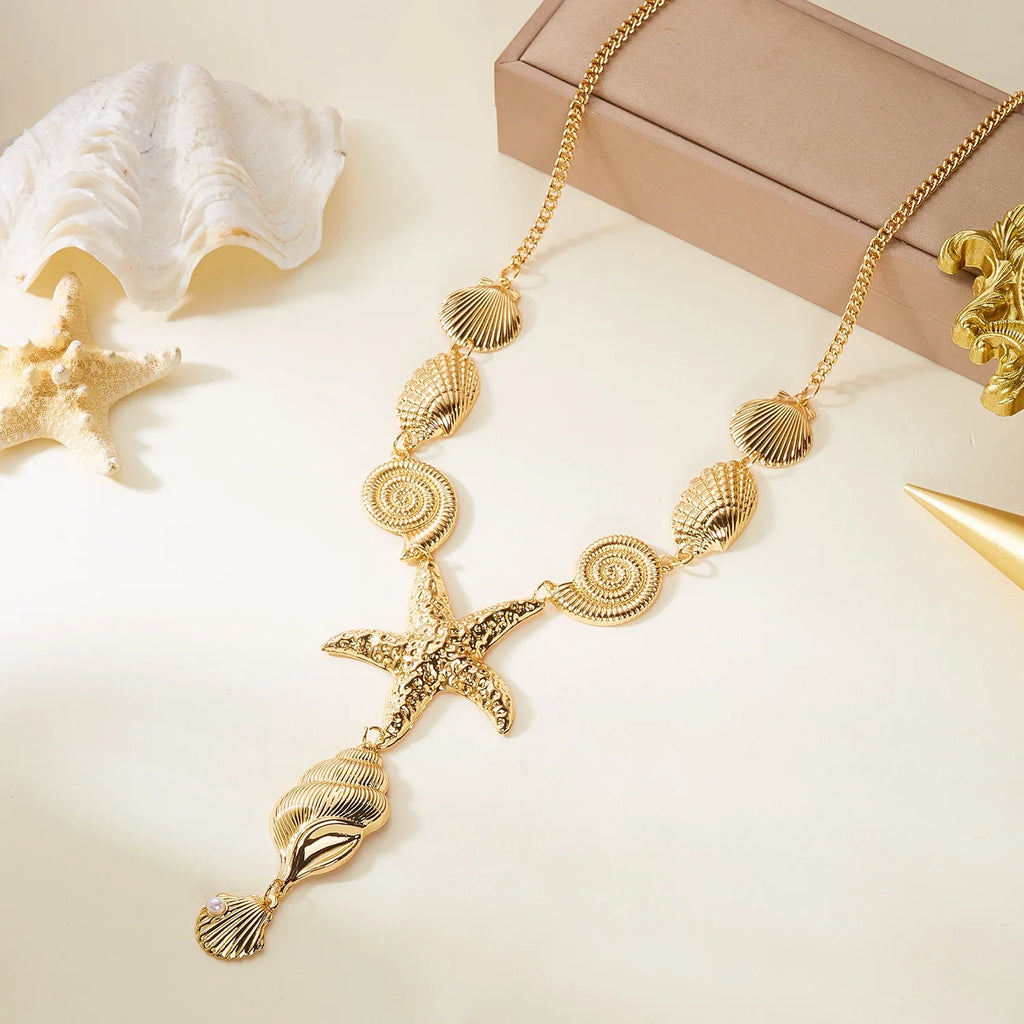 Shell and Starfish Y-Necklace