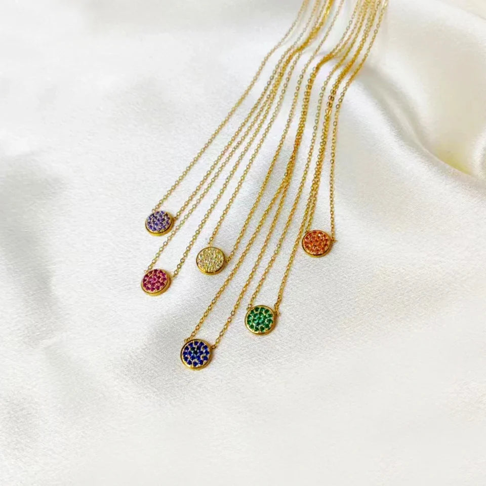 Necklace and pendant with small round birthstone