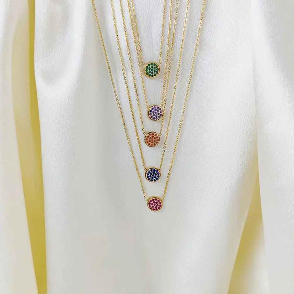 Necklace and pendant with small round birthstone 