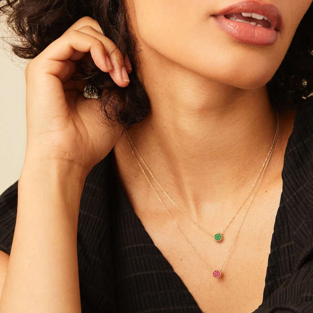 Necklace and pendant with small round May birthstone