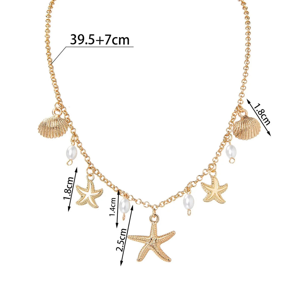 Shell necklace and pendant with small starfish