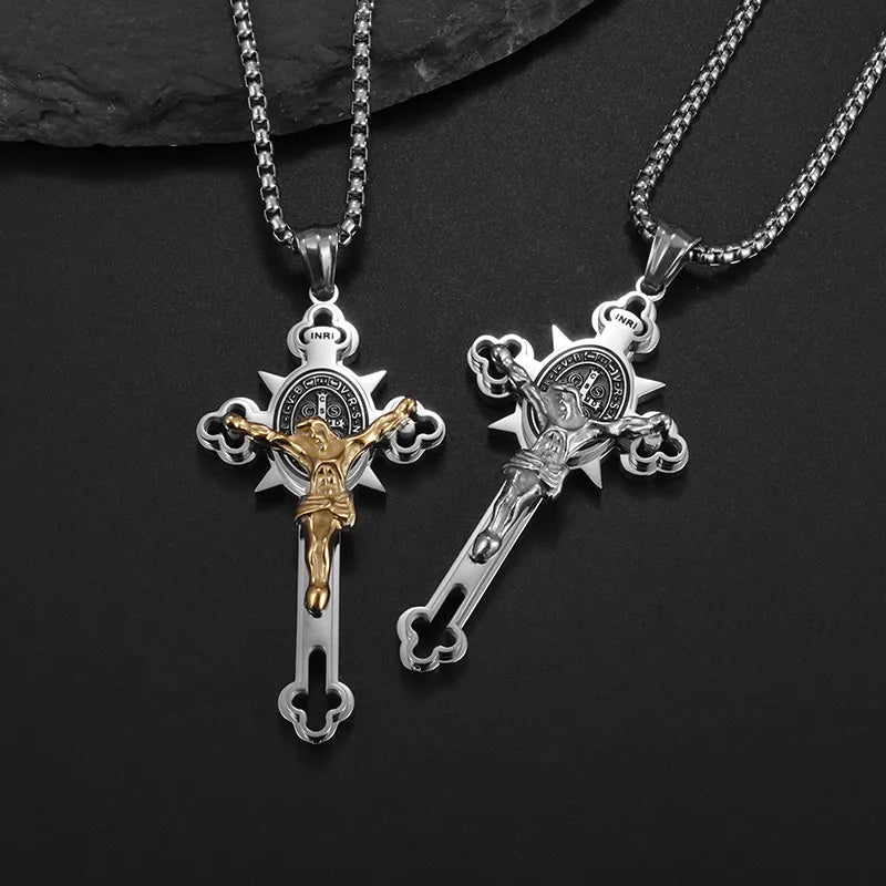 Necklace and Saint Benedict Cross Pendant of Jesus