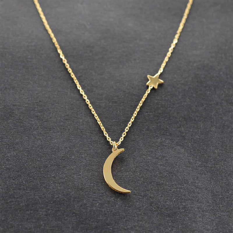 Star & Moon Necklace Gold