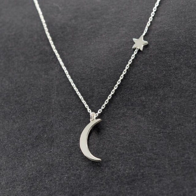 Star & Moon Necklace Silver