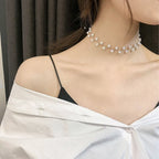 Original White Pearl Choker Necklace silver