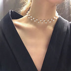 Original White Pearl Choker Necklace silver