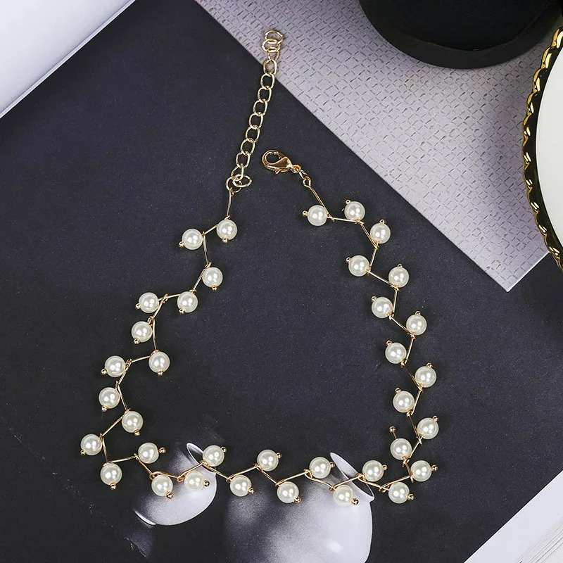 Original White Pearl Choker Necklace gold