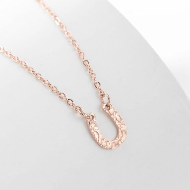 Horseshoe Necklace Lucky Charm Pendant Hoof rose gold