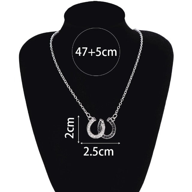 Fer-à-Cheval Necklace with White & Black Lucky Horseshoe Pendant