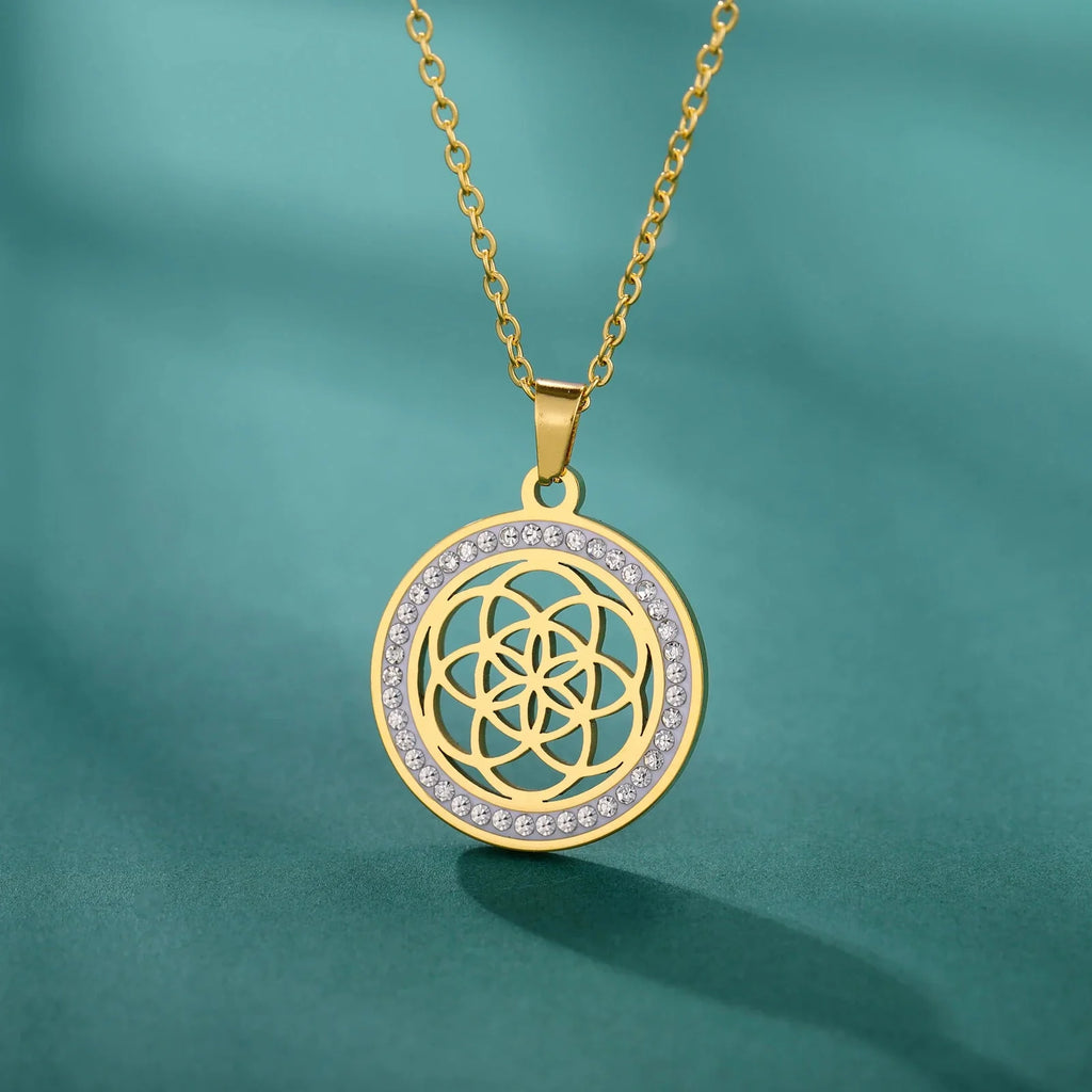 Life Seed Necklace Women's Pendant Flower of Life Gold