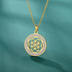 Life Seed Necklace Women's Pendant Flower of Life Gold