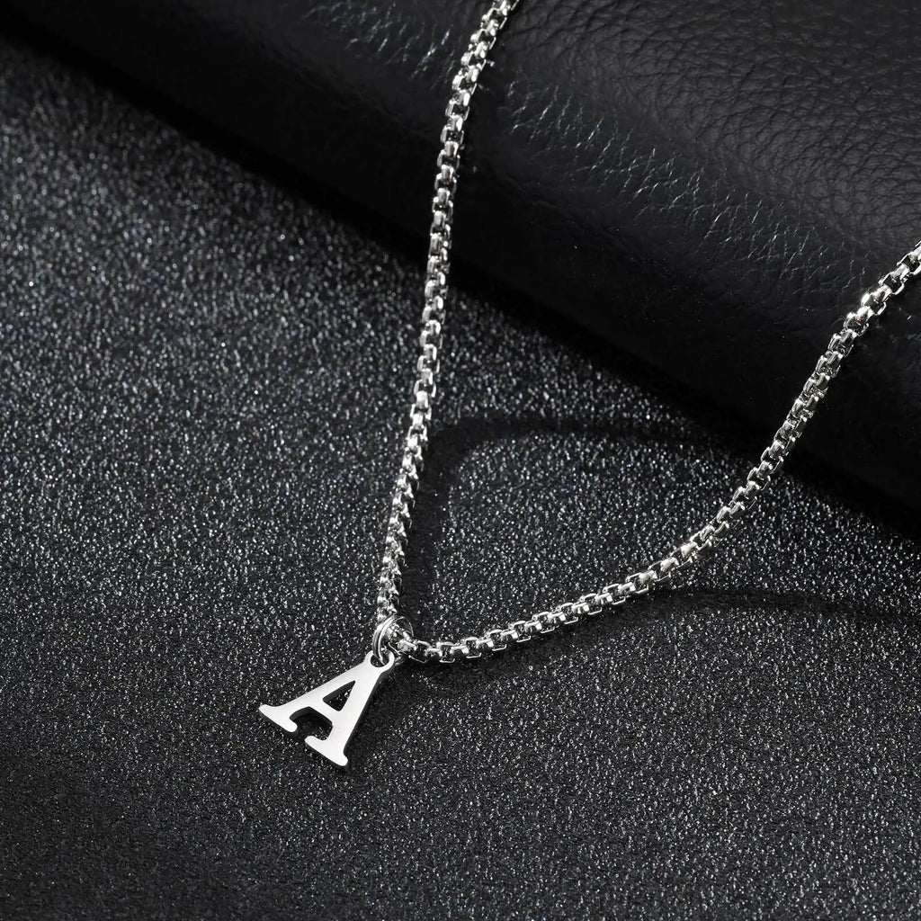 Men's necklace with initial A pendant