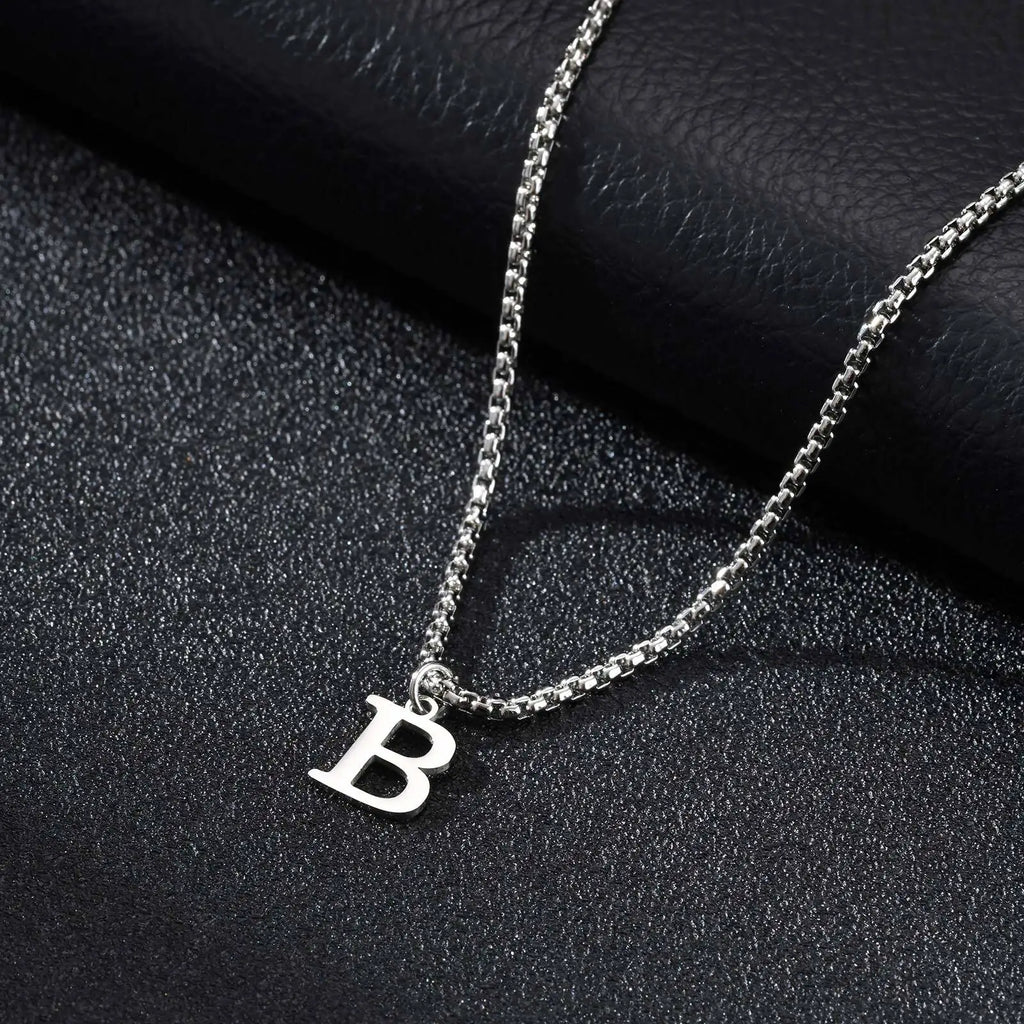 Men's necklace with initial B pendant