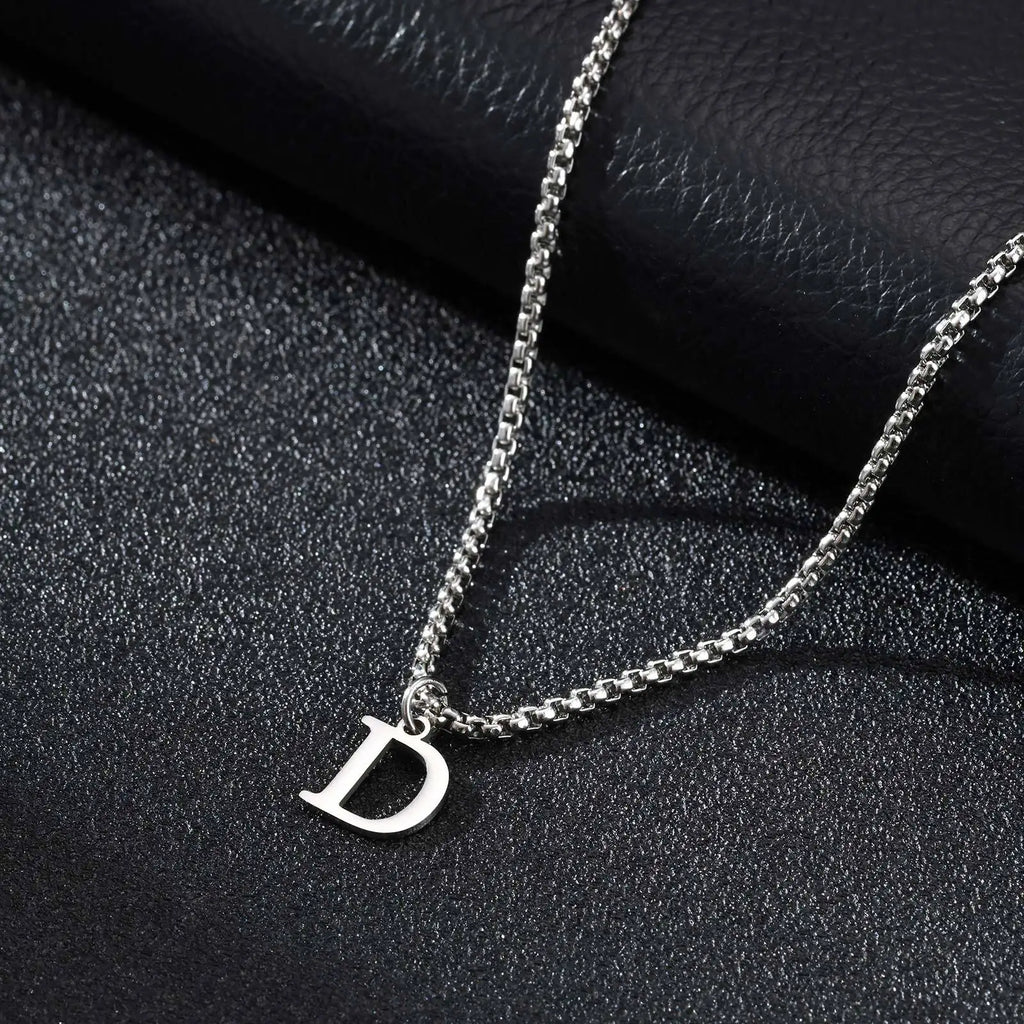Men's necklace with initial D pendant