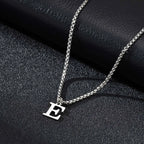 Men's necklace with initial E pendant