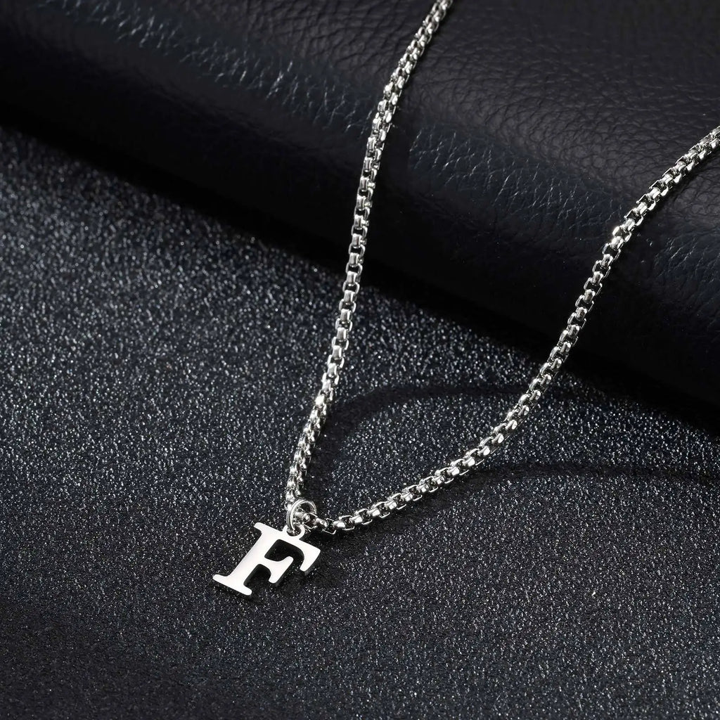 Men's necklace with initial F pendant