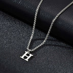 Men's necklace with initial H pendant
