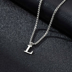 Men's necklace with initial L pendant