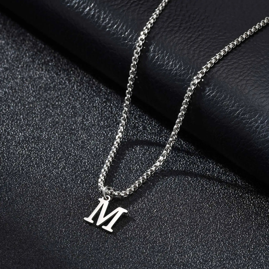 Men's necklace with initial M pendant