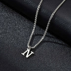 Men's necklace with initial N pendant