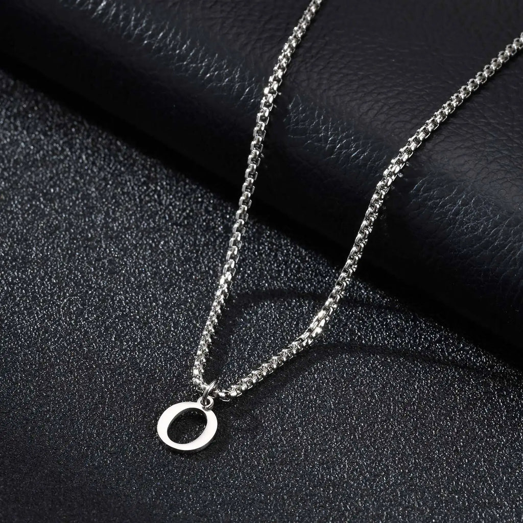 Men's necklace with initial O pendant