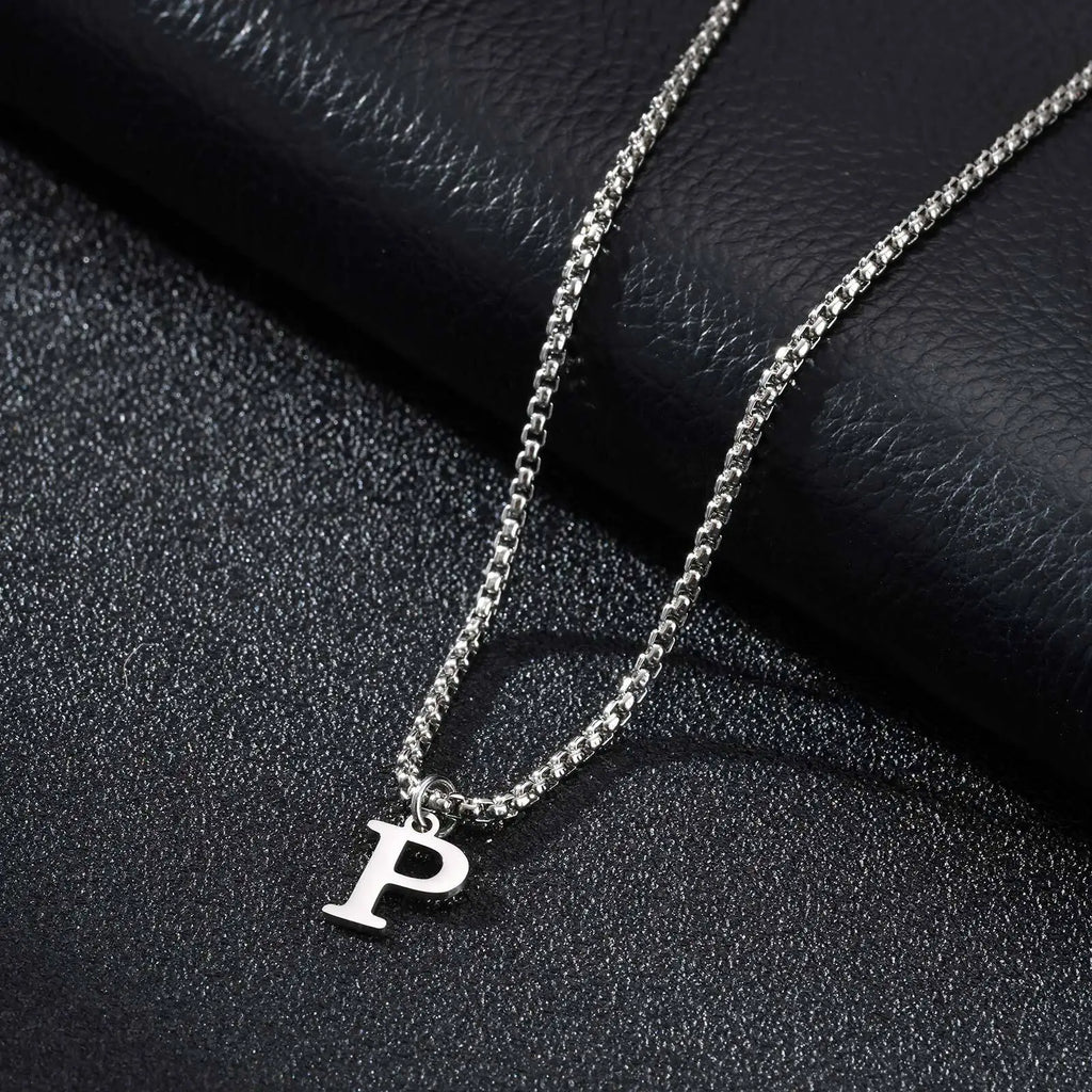 Men's necklace with initial P pendant