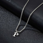 Men's necklace with initial P pendant