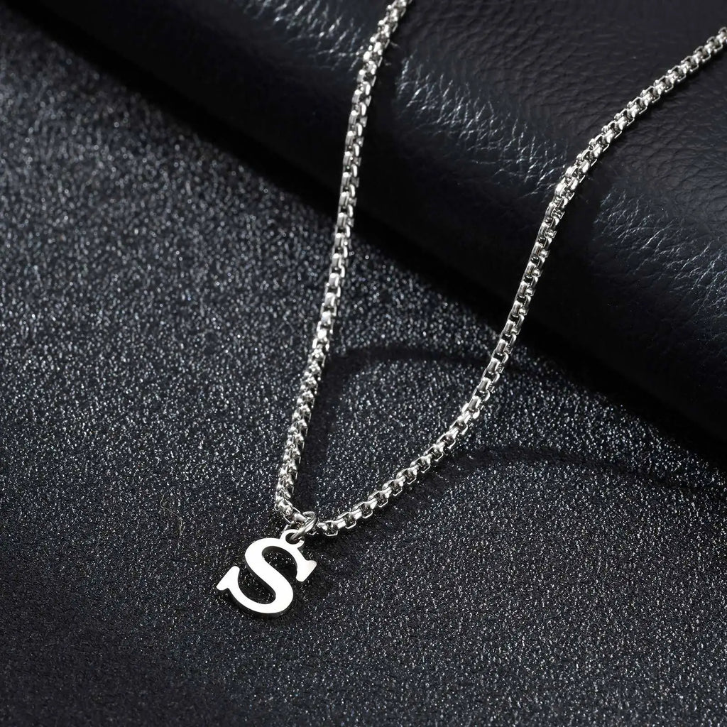 Men's necklace with initial S pendant
