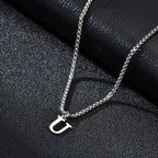 Men's necklace with initial U pendant